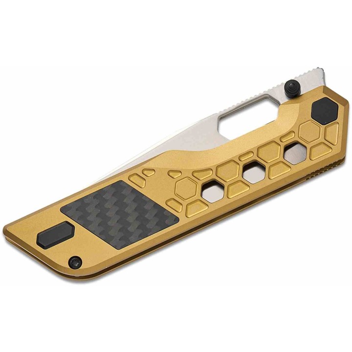 Couteau Artisan Cutlery Beest Lame Acier S35VN Manche Titane Gold/Fibre Carbone Frame Lock ATZ1878GGL - Livraison Gratuite
