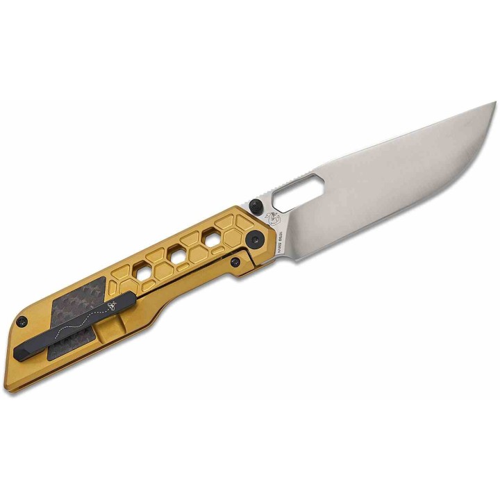 Couteau Artisan Cutlery Beest Lame Acier S35VN Manche Titane Gold/Fibre Carbone Frame Lock ATZ1878GGL - Livraison Gratuite