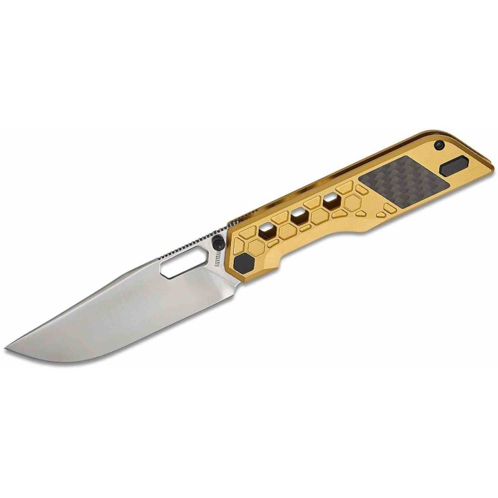 Couteau Artisan Cutlery Beest Lame Acier S35VN Manche Titane Gold/Fibre Carbone Frame Lock ATZ1878GGL - Livraison Gratuite
