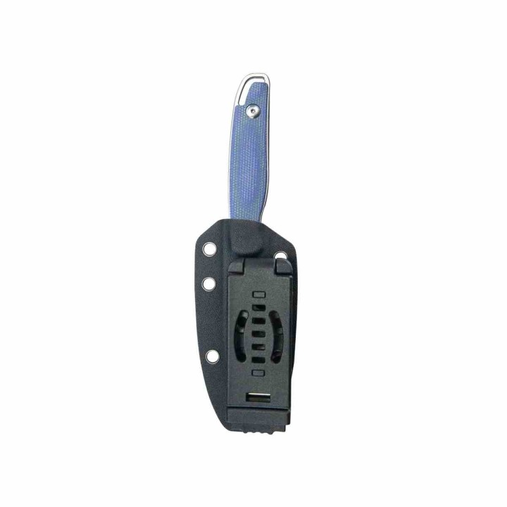 Couteau Kubey Dust Devil Lame Spear Point Acier Sandvik 14C28N Manche Micarta Bleu Étui Kydex KUB357D - Livraison Gratuite