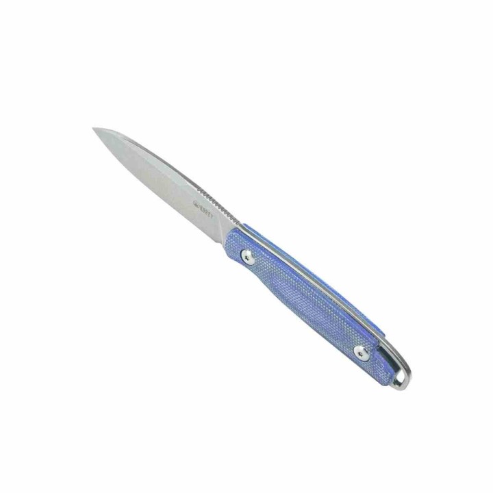 Couteau Kubey Dust Devil Lame Spear Point Acier Sandvik 14C28N Manche Micarta Bleu Étui Kydex KUB357D - Livraison Gratuite