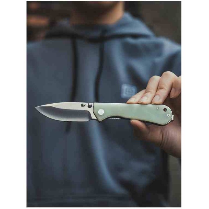 Couteau NUKNIVES Kumpanter Lame Acier D2 Manche G10 Jade Liner Lock NUKS131005 - Livraison Gratuite