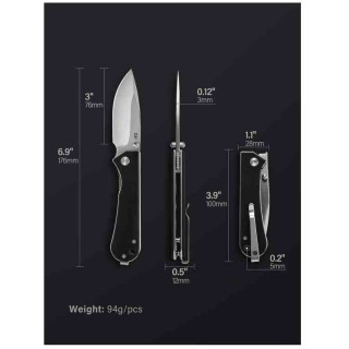 Couteau NUKNIVES Kumpanter Lame Acier D2 Manche G10 Black Liner Lock NUKS131001- Livraison Gratuite