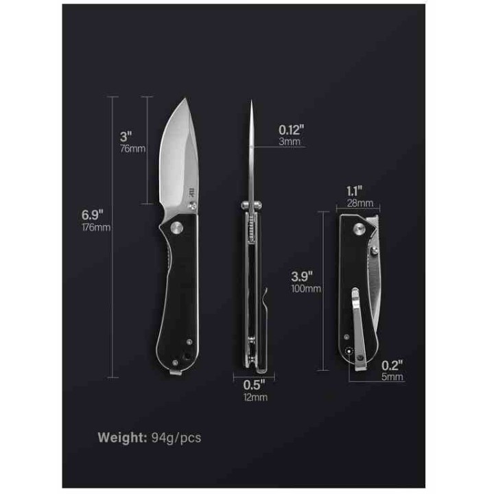 Couteau NUKNIVES Kumpanter Lame Acier D2 Manche G10 Black Liner Lock NUKS131001- Livraison Gratuite