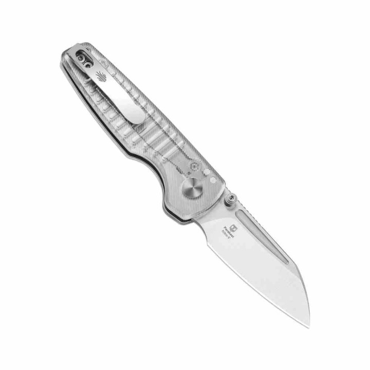 Couteau Kizer Parakeet Lame Sheepsfoot Acier Nitro-V Manche Acrylique Button Lock Clip KIV2706A2 - Livraison Gratuite