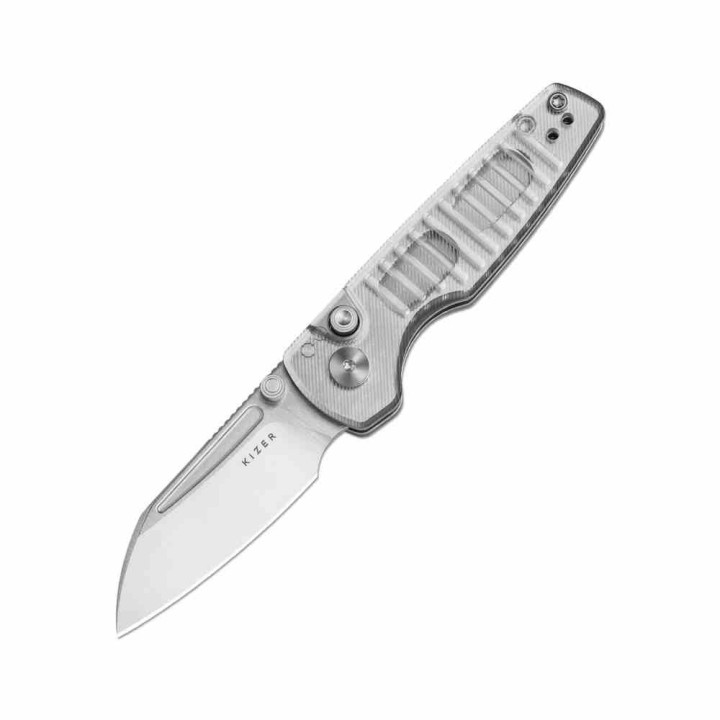 Couteau Kizer Parakeet Lame Sheepsfoot Acier Nitro-V Manche Acrylique Button Lock Clip KIV2706A2 - Livraison Gratuite