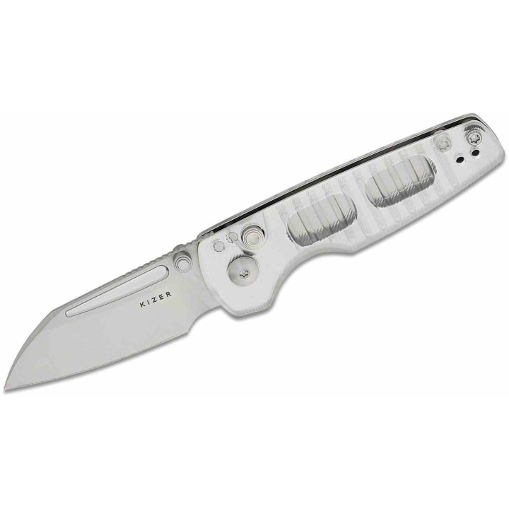 Couteau Kizer Parakeet Lame Sheepsfoot Acier Nitro-V Manche Acrylique Button Lock Clip KIV2706A2 - Livraison Gratuite