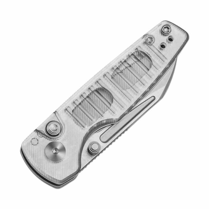 Couteau Kizer Parakeet Lame Sheepsfoot Acier Nitro-V Manche Acrylique Button Lock Clip KIV2706A2 - Livraison Gratuite