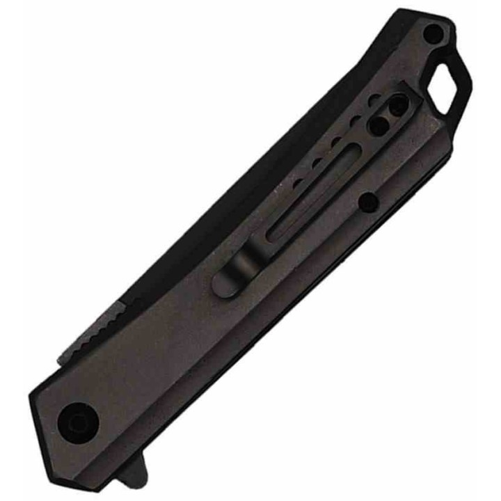Couteau ElitEdge A/O Lame Drop Point Acier 3Cr13 Blk Manche Acier Inoxydable BLK Liner Lock EE10A83SBK - Livraison Gratuite