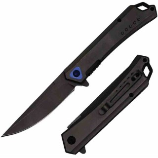 Couteau ElitEdge A/O Lame Drop Point Acier 3Cr13 Blk Manche Acier Inoxydable BLK Liner Lock EE10A83SBK - Livraison Gratuite