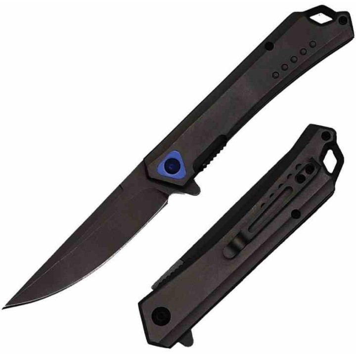 Couteau ElitEdge A/O Lame Drop Point Acier 3Cr13 Blk Manche Acier Inoxydable BLK Liner Lock EE10A83SBK - Livraison Gratuite