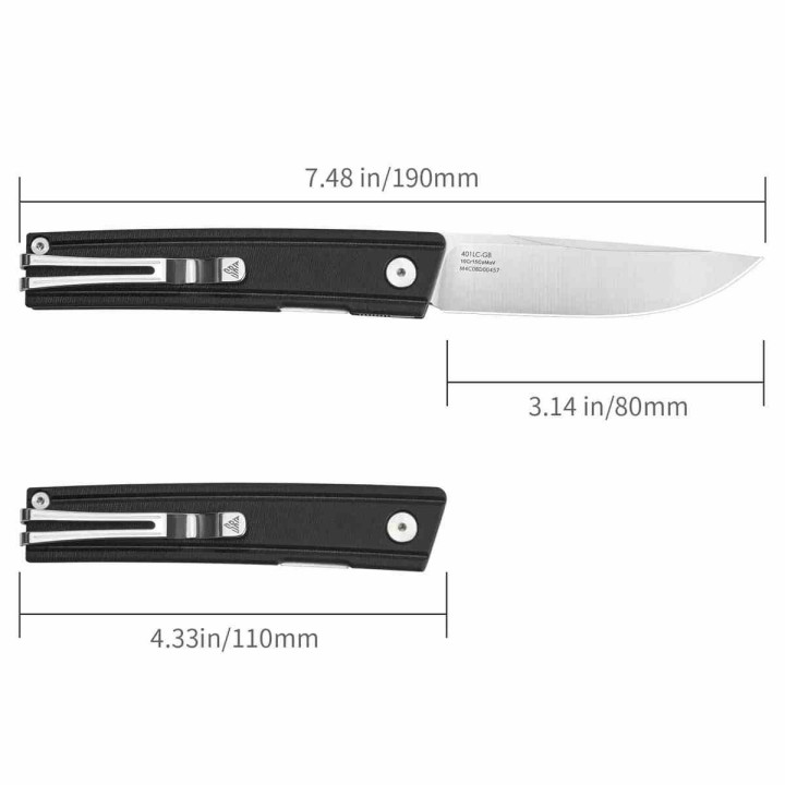Couteau SRM Gent 401LC-GB Lame Acier 10Cr15CoMoV Manche G10 Noir Liner Lock SRM401LCGB - Livraison Gratuite
