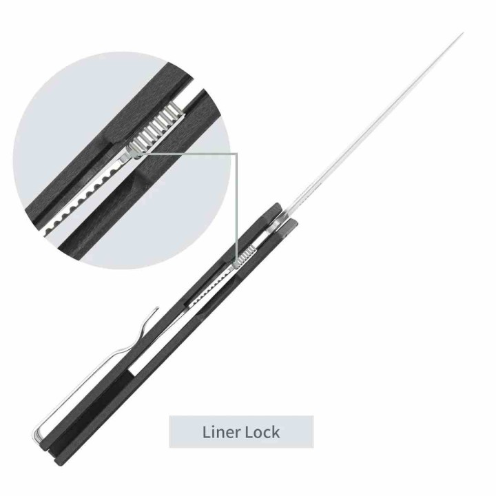 Couteau SRM Gent 401LC-GB Lame Acier 10Cr15CoMoV Manche G10 Noir Liner Lock SRM401LCGB - Livraison Gratuite