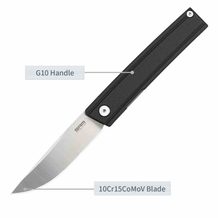 Couteau SRM Gent 401LC-GB Lame Acier 10Cr15CoMoV Manche G10 Noir Liner Lock SRM401LCGB - Livraison Gratuite