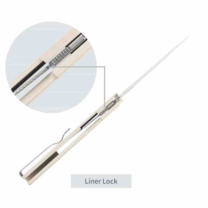 Couteau SRM Gent 401LC-GT Lame Acier 10Cr15CoMoV Manche G10 Blanc Liner Lock KIVT SRM401LCGT - Livraison Gratuite