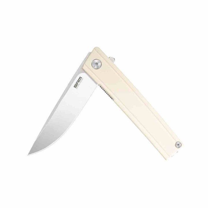 Couteau SRM Gent 401LC-GT Lame Acier 10Cr15CoMoV Manche G10 Blanc Liner Lock KIVT SRM401LCGT - Livraison Gratuite