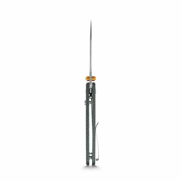 Couteau Vosteed Raccoon Lame Bowie Acier 14C28N Manche Micarta Green Top Liner Lock KIVT Clip VOSA2911 - Livraison Gratuite