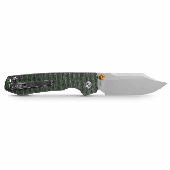 Couteau Vosteed Raccoon Lame Bowie Acier 14C28N Manche Micarta Green Top Liner Lock KIVT Clip VOSA2911 - Livraison Gratuite