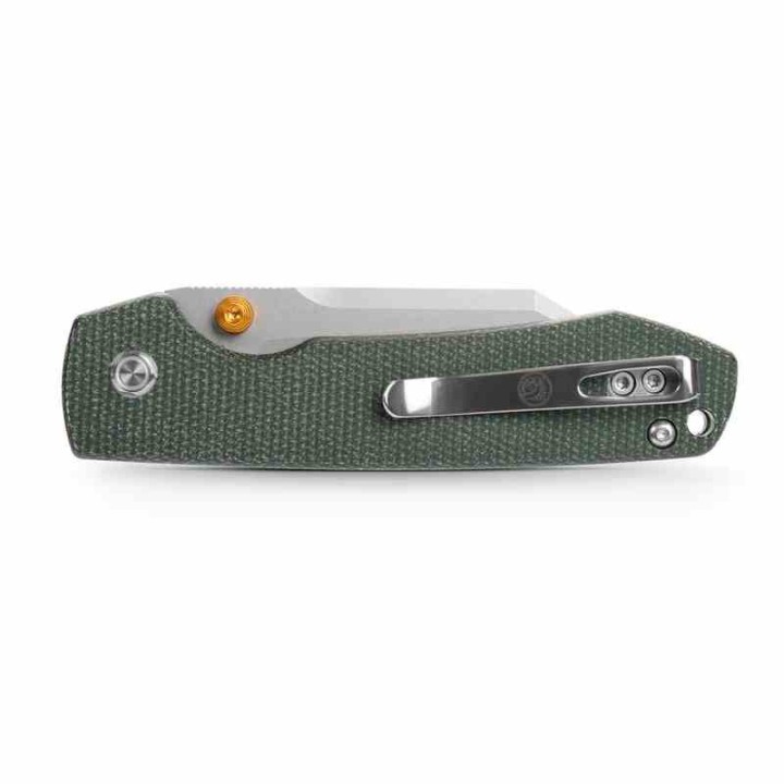 Couteau Vosteed Raccoon Lame Bowie Acier 14C28N Manche Micarta Green Top Liner Lock KIVT Clip VOSA2911 - Livraison Gratuite