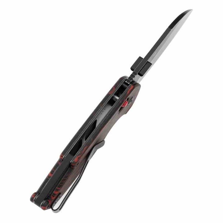 Couteau Tenable Model 6 Lame Acier 14C28N Black Manche G-Mascus Rouge & Noir Cross-Bar Lock T1022V7 - Livraison Gratuite
