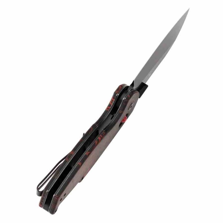 Couteau Tenable Model 6 Lame Acier 14C28N Black Manche G-Mascus Rouge & Noir Cross-Bar Lock T1022V7 - Livraison Gratuite