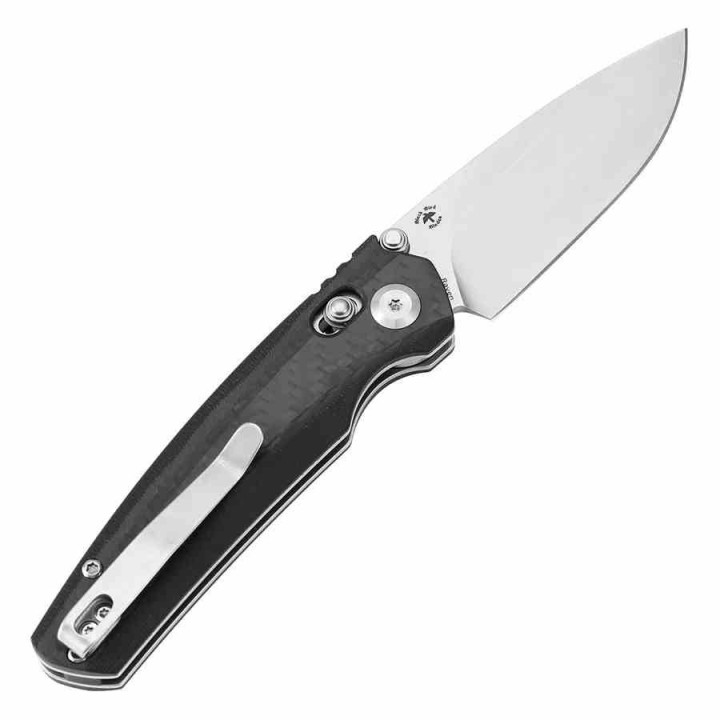 Couteau Tenable Raven Lame Drop Point Acier 14C28N Manche Fibre De Carbone Twill Cross-Bar Lock T2109V1 - Livraison Gratuite