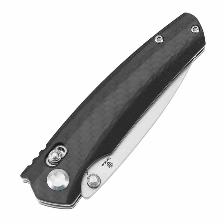 Couteau Tenable Raven Lame Drop Point Acier 14C28N Manche Fibre De Carbone Twill Cross-Bar Lock T2109V1 - Livraison Gratuite