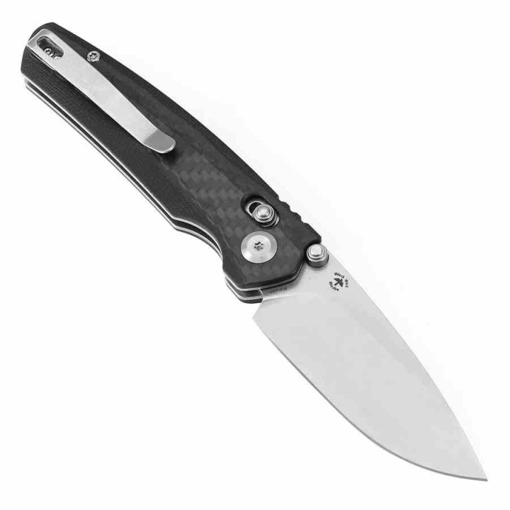 Couteau Tenable Raven Lame Drop Point Acier 14C28N Manche Fibre De Carbone Twill Cross-Bar Lock T2109V1 - Livraison Gratuite