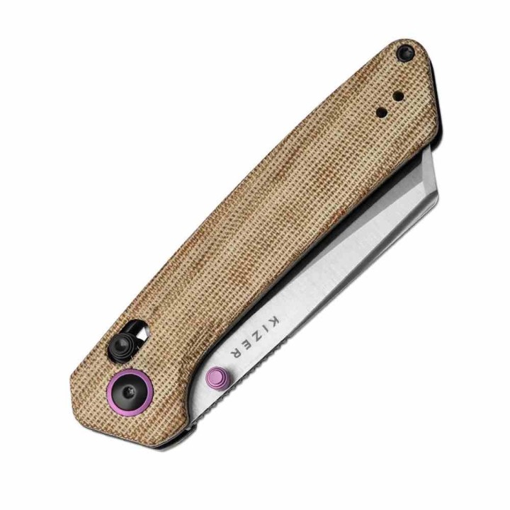 Couteau Kizer Madrac Black Lame Reverse Tanto Acier Nitro-V Manche Micarta AXIS Lock Clip KIV3693A2 - Livraison Gratuite