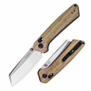 Couteau Kizer Madrac Black Lame Reverse Tanto Acier Nitro-V Manche Micarta AXIS Lock Clip KIV3693A2 - Livraison Gratuite