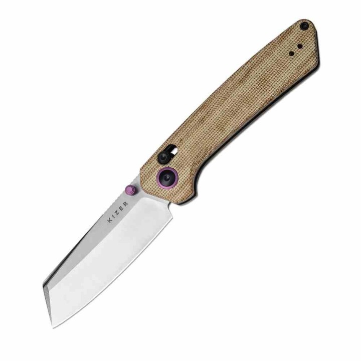 Couteau Kizer Madrac Black Lame Reverse Tanto Acier Nitro-V Manche Micarta AXIS Lock Clip KIV3693A2 - Livraison Gratuite