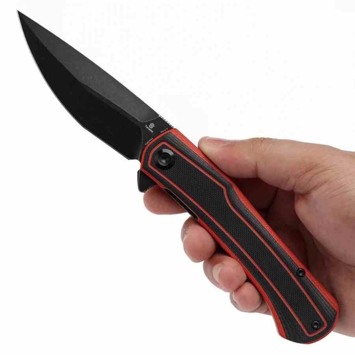 Couteau Tenable Kratos Lame Acier Nitro-V Black Manche G10 Black/Red Liner Lock Clip T1024A1 - Livraison Gratuite