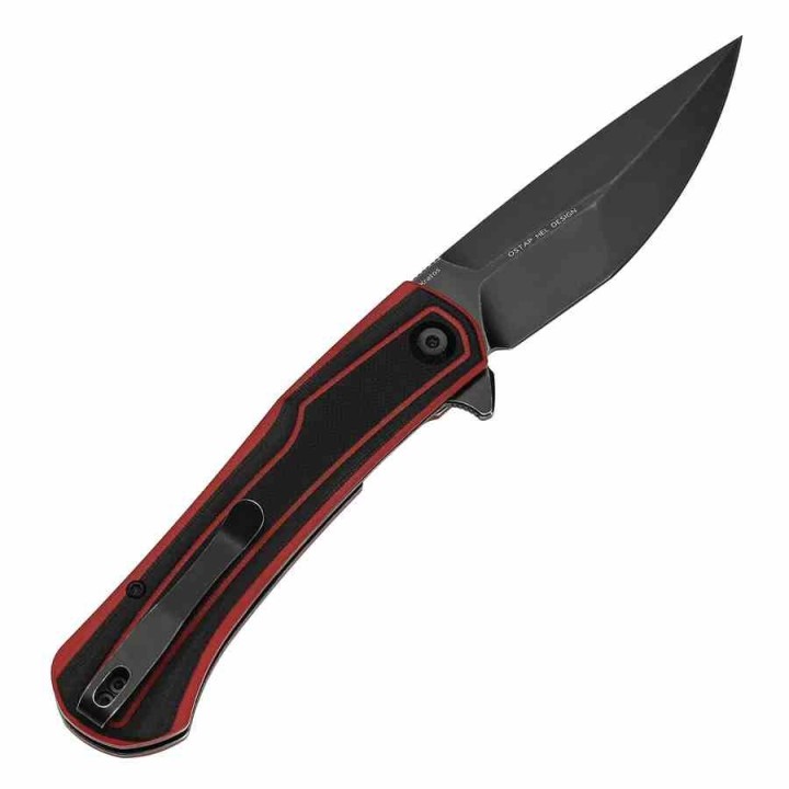 Couteau Tenable Kratos Lame Acier Nitro-V Black Manche G10 Black/Red Liner Lock Clip T1024A1 - Livraison Gratuite