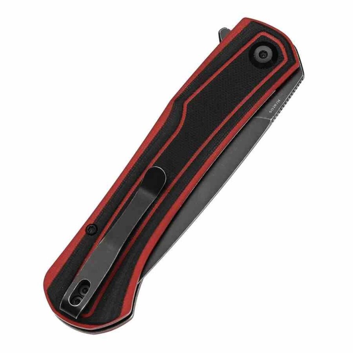 Couteau Tenable Kratos Lame Acier Nitro-V Black Manche G10 Black/Red Liner Lock Clip T1024A1 - Livraison Gratuite