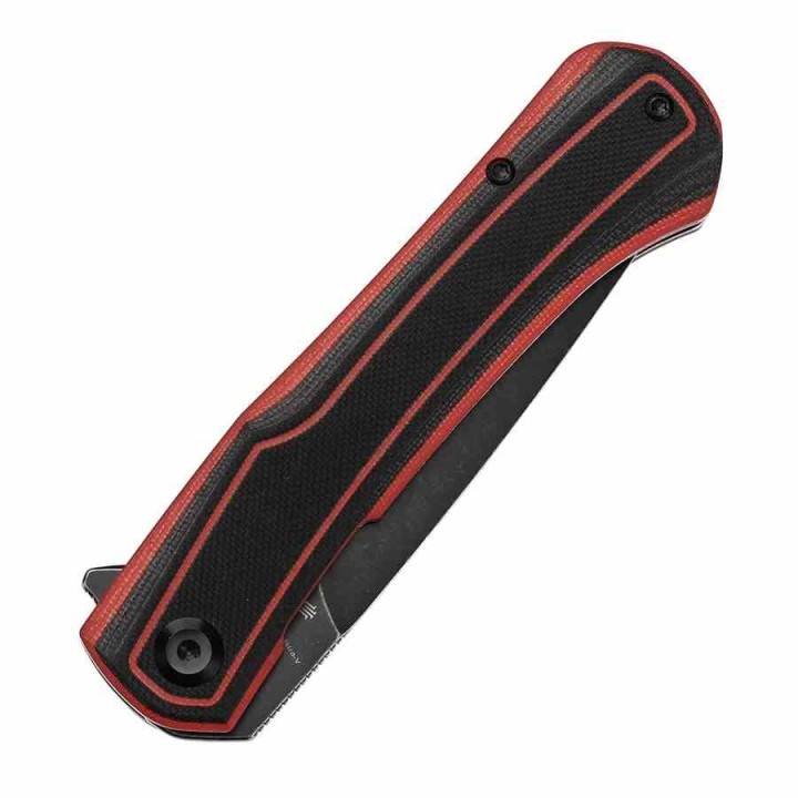 Couteau Tenable Kratos Lame Acier Nitro-V Black Manche G10 Black/Red Liner Lock Clip T1024A1 - Livraison Gratuite