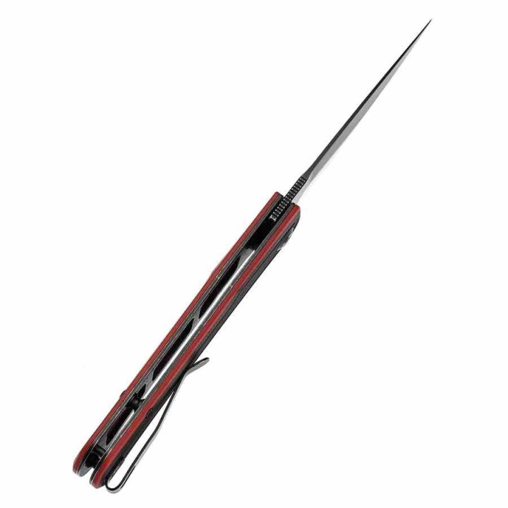 Couteau Tenable Kratos Lame Acier Nitro-V Black Manche G10 Black/Red Liner Lock Clip T1024A1 - Livraison Gratuite
