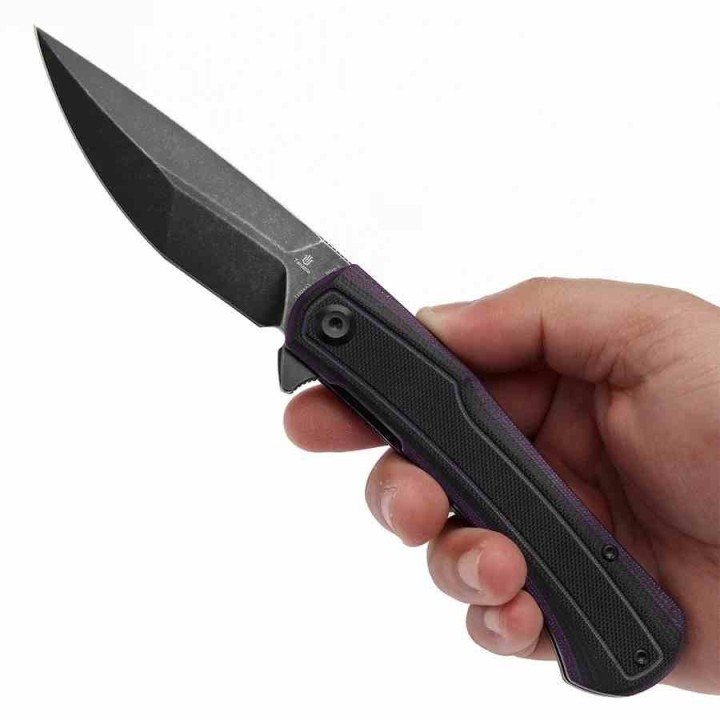 Couteau Tenable Kratos Lame Acier Nitro-V SW Manche G10 Black&Purple Liner Lock T1024A3 - Livraison Gratuite