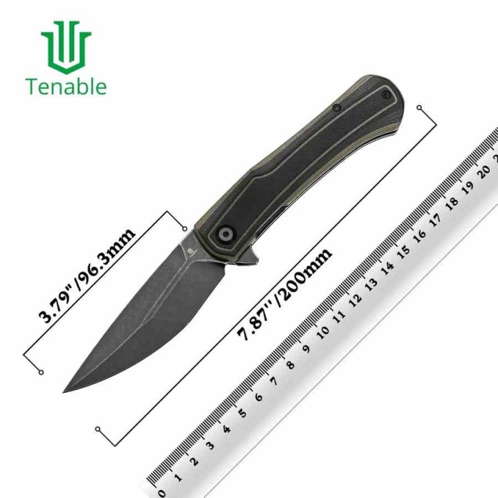 Couteau Tenable Kratos Lame Acier Nitro-V SW Manche G10 Black&Green Liner Lock T1024A4 - Livraison Gratuite