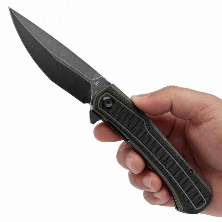 Couteau Tenable Kratos Lame Acier Nitro-V SW Manche G10 Black&Green Liner Lock T1024A4 - Livraison Gratuite