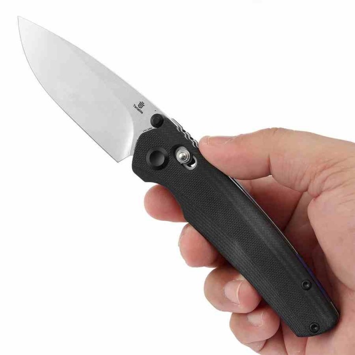 Couteau Tenable Raven Lame Drop Point Acier 14C28N SW Manche G10 Black Cross-Bar Lock Clip T2109V4 - Livraison Gratuite