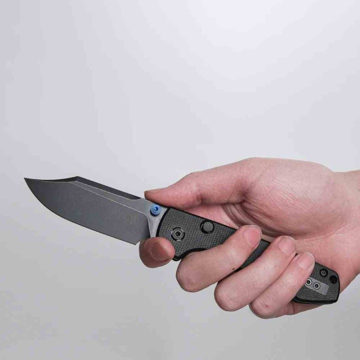Couteau Vosteed Raccoon Top Liner Lock Lame Bowie Acier 14C28N Manche Micarta Noir KIVT VOSA2910 - Livraison Gratuite