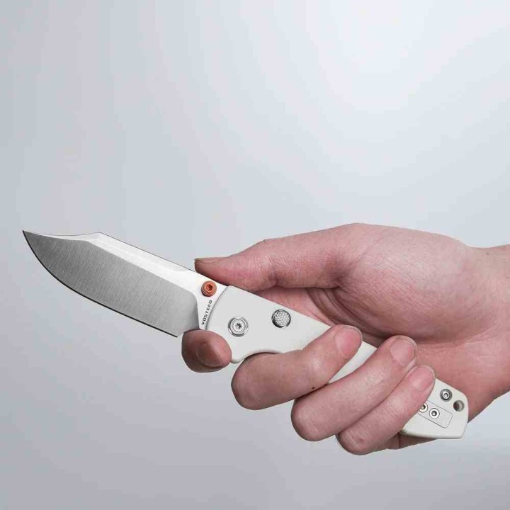 Couteau Vosteed Corgi V Vanchor Lock Lame Drop Point Acier 14C28N Manche Alu Gris EDC VOSA3703 - Livraison Gratuite