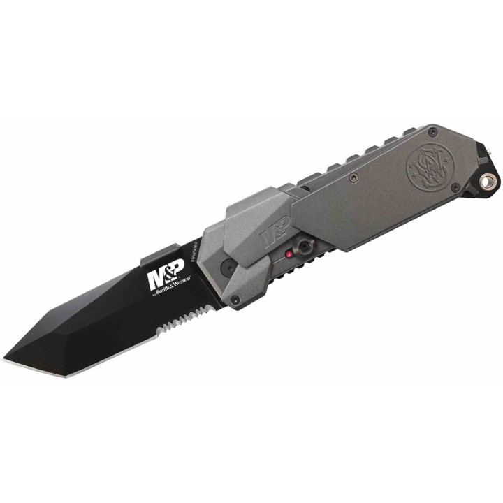 Couteau Smith & Wesson M&P M.A.G.I.C.  Automatique Lame Tanto Acier 4034 Manche Alu Brise-Vitres SWMP9BTS - Livraison Gratuite