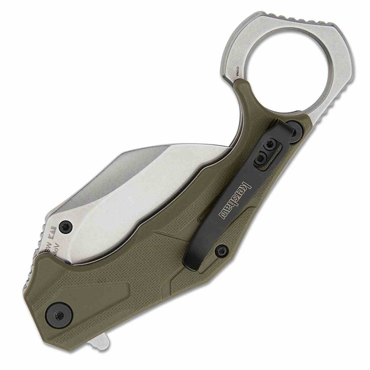 Couteau Kershaw Outlier Karambit O/A Lame 8Cr13MoV SW Manche GFN Vert Olive Linerlock KS2064ODSW - Livraison Gratuite