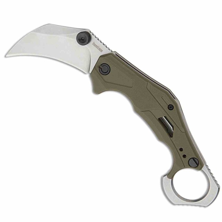 Couteau Kershaw Outlier Karambit O/A Lame 8Cr13MoV SW Manche GFN Vert Olive Linerlock KS2064ODSW - Livraison Gratuite