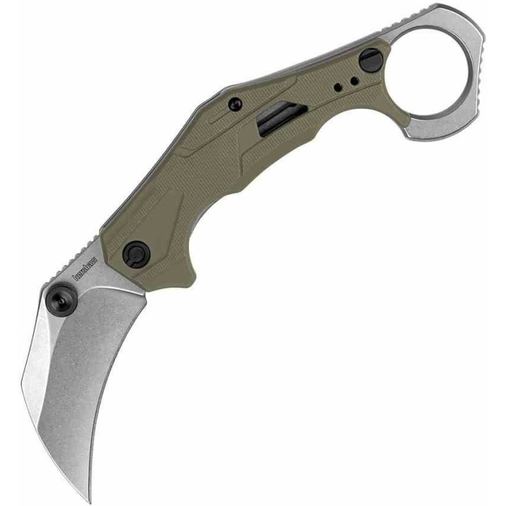 Couteau Kershaw Outlier Karambit O/A Lame 8Cr13MoV SW Manche GFN Vert Olive Linerlock KS2064ODSW - Livraison Gratuite