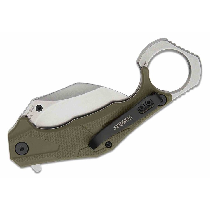 Couteau Kershaw Outlier Karambit O/A Lame 8Cr13MoV SW Manche GFN Vert Olive Linerlock KS2064ODSW - Livraison Gratuite