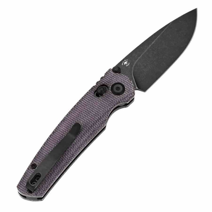 Couteau Tenable Raven Cross Bar Lock Lame Drop Point Acier 14C28N Blk Manche Micarta Violet T2109V7 - Livraison Gratuite