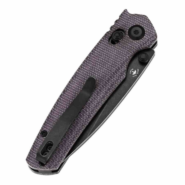 Couteau Tenable Raven Cross Bar Lock Lame Drop Point Acier 14C28N Blk Manche Micarta Violet T2109V7 - Livraison Gratuite