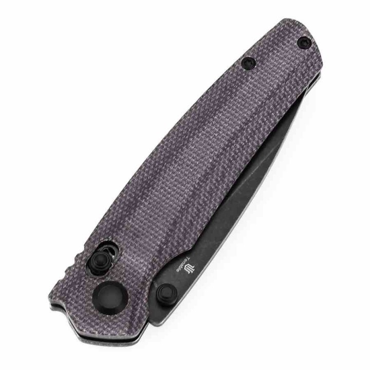 Couteau Tenable Raven Cross Bar Lock Lame Drop Point Acier 14C28N Blk Manche Micarta Violet T2109V7 - Livraison Gratuite